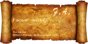 Facsar Anikó névjegykártya