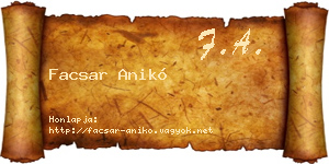 Facsar Anikó névjegykártya